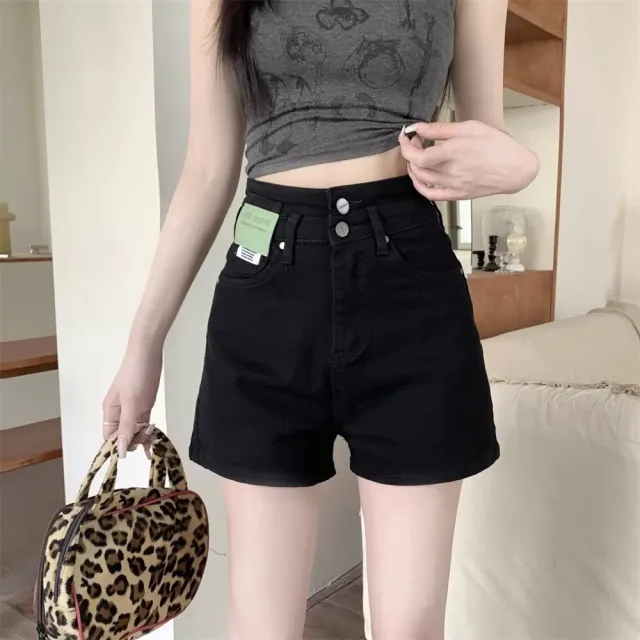 Womens Black High Waisted Denim Shorts SpringSummer Lightweight Style Black - Shop at LoveMi