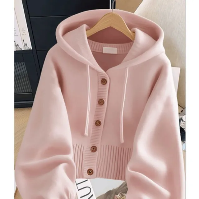 Soft Glutinous Hooded Sweater Coat Ladies Pink - Shop at LoveMi