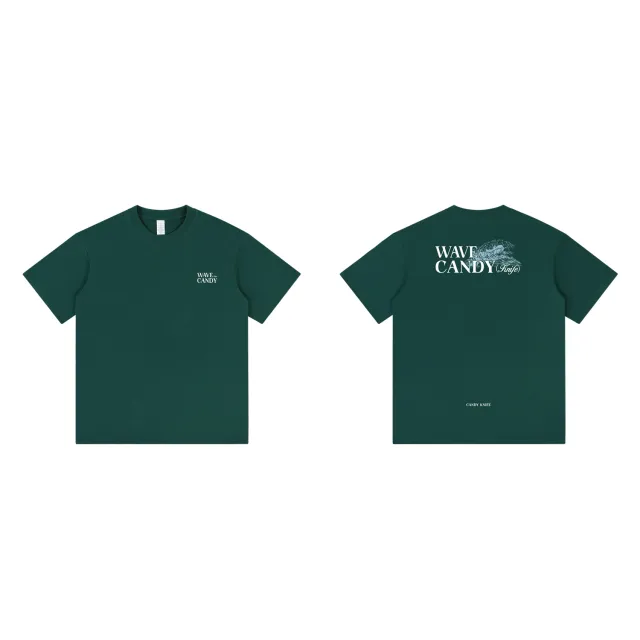 American Retro Wave Printed Heavy Short Sleeve Dark Green - Shop at LoveMi