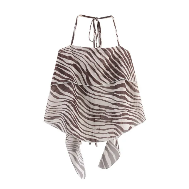 Animal Print Halter Spaghetti Straps High Waist Skirt Suit Top L - Shop at LoveMi
