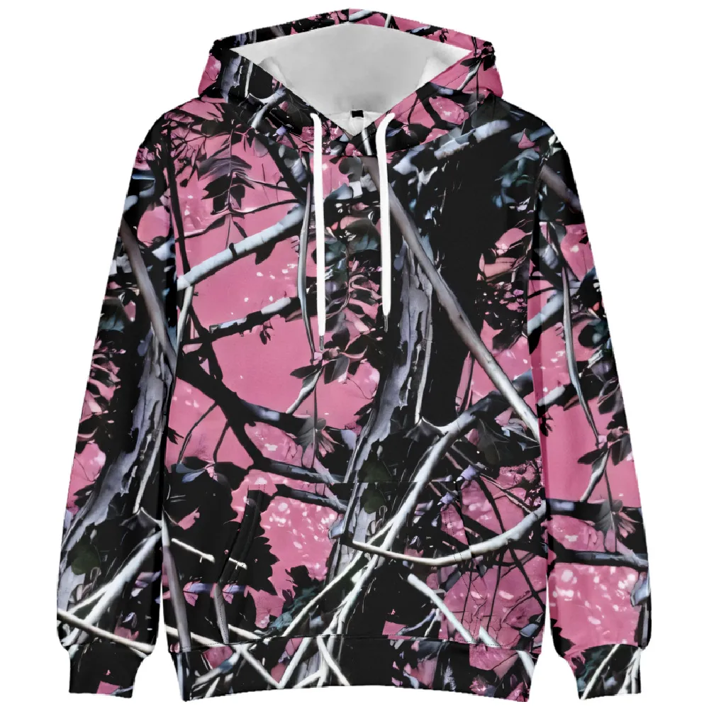 European And American Autumn And Winter Leaf Pattern Drop Shoulder Hooded Sweater - 3 Style-L
