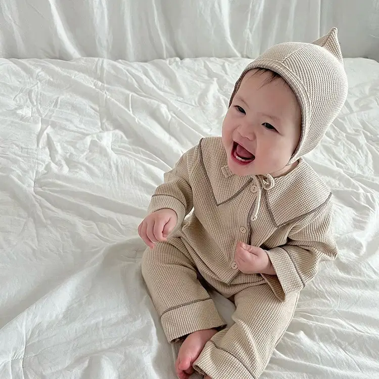 Baby Autumn Waffle-Knit Cardigan Set