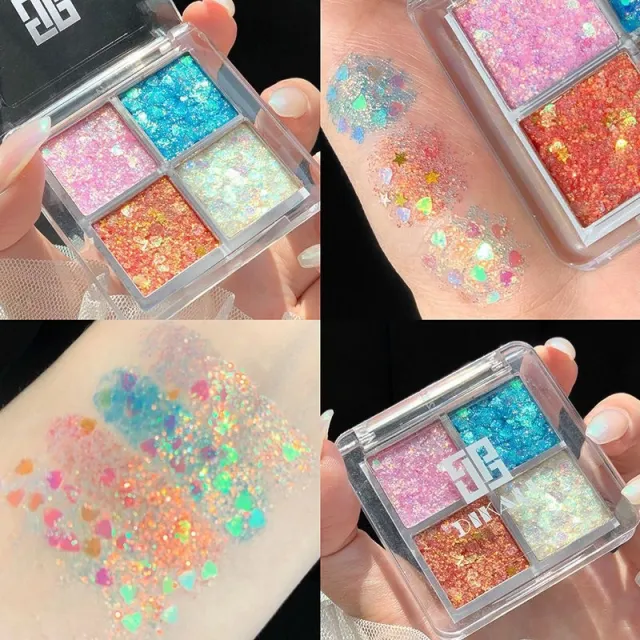 Women's Four color Sequins Watch Show Makeup Super Flash Glue free Eye Shadow 6G - Shop at LoveMi