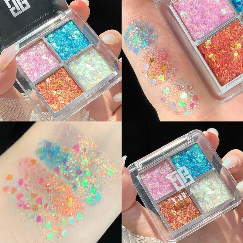 Women's Four-color Sequins Watch Show Makeup Super Flash Glue-free Eye Shadow - 6G