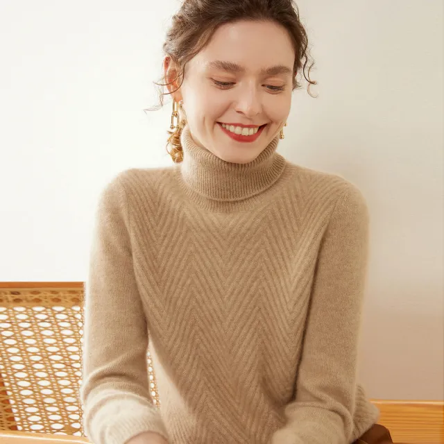Knitted Cashmere Casual All matching Fashion Pullover Bottoming Sweater Khaki - Shop at LoveMi