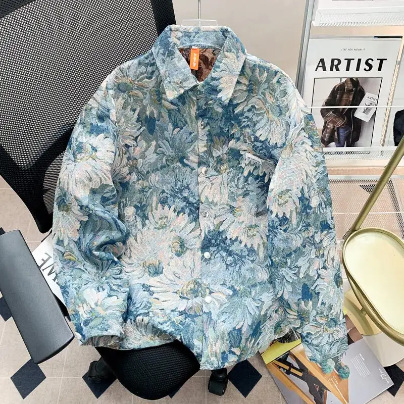 American-style Floral Oil Painting Jacquard Casual Jacket