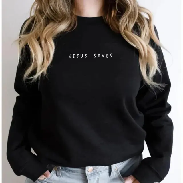 Jesus Save Christian Sweatshirt Faith Top Black - Shop at LoveMi