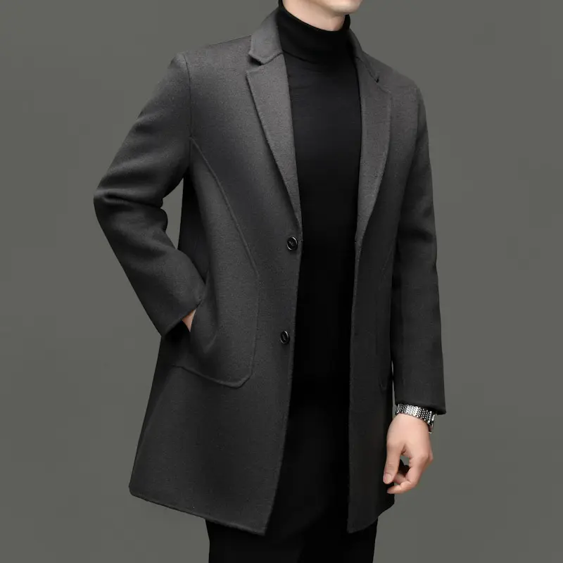Men's Mid-Length Double-Faced Wool Coat