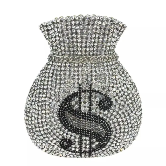 Trade Hollow Metal Purse Full Diamond Clutch Silver - Shop at LoveMi