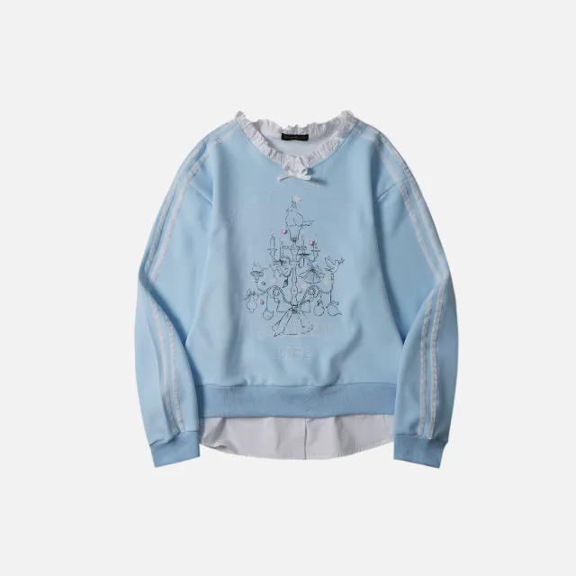 Spring Sweet Girl Cute Design Sense Loose Pullover Sweatershirt Blue - Shop at LoveMi