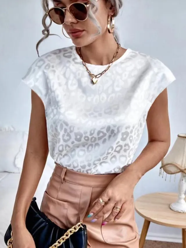 Womens Relaxed fit Satin Short sleeve Top White - Shop at LoveMi
