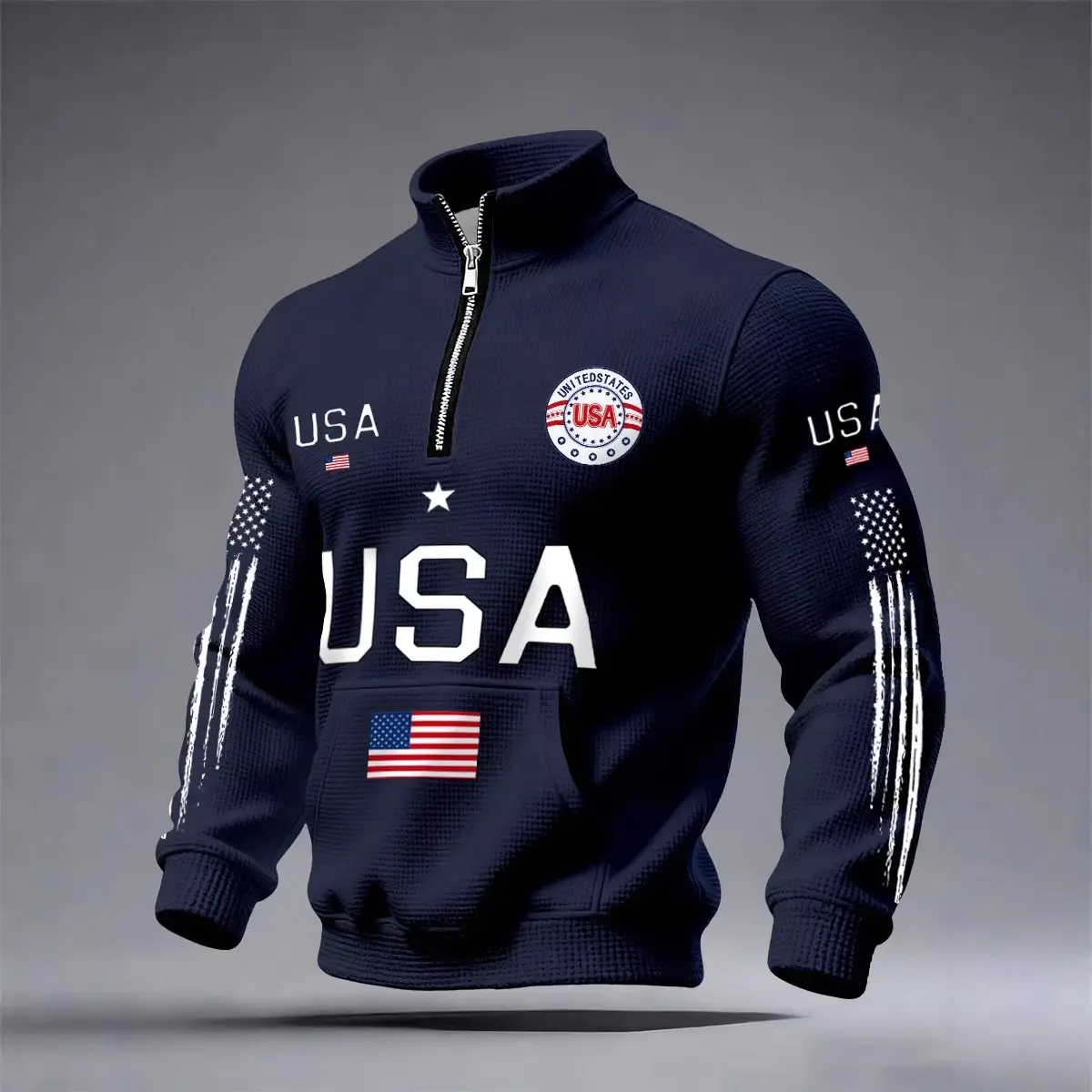 Mens Half-zip Hooded Sweatshirt