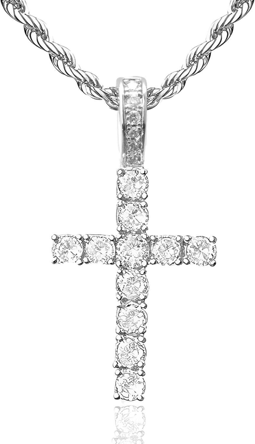 Gold-Plated Pave Cross Pendant Necklace