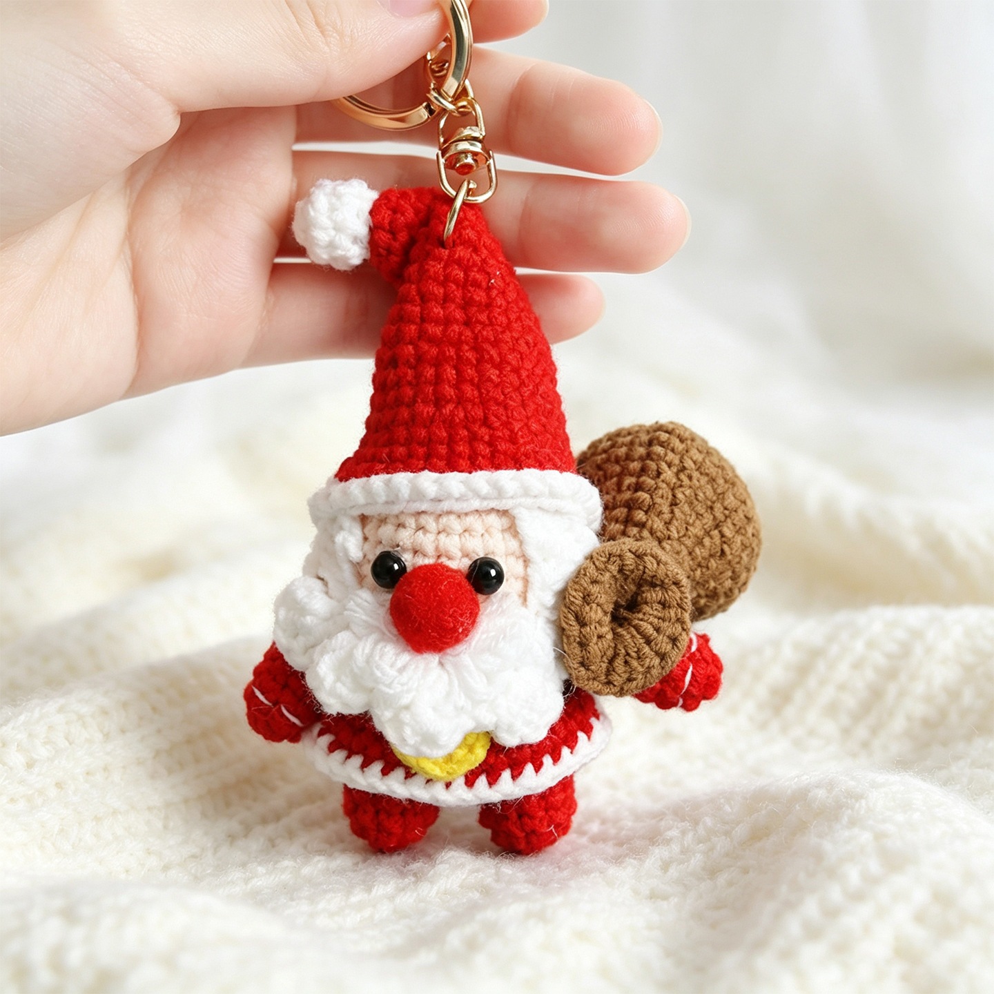 Knitted Yarn Santa Claus Keychain Backpack