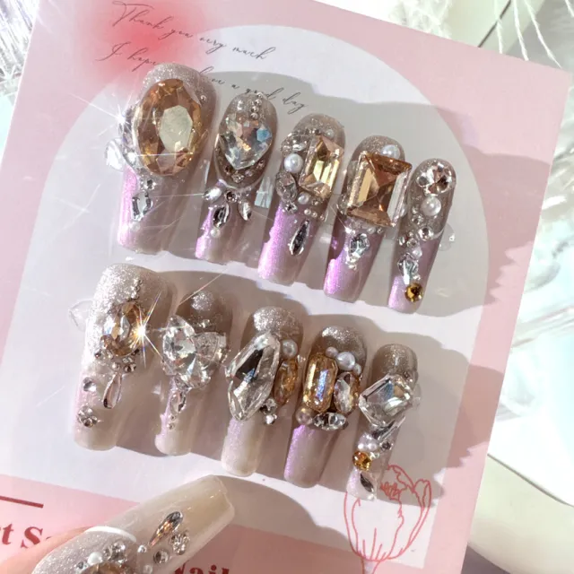 Wear Nail Heavy Industry Luxury Rhinestone Lucky Manicure Handmade Phototherapy Sealing Layer Jelly - Shop at LoveMi