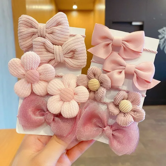 Baby Hair Rope Girls' Fabric Bow 3 Nude Pink Korean Style - Shop at LoveMi