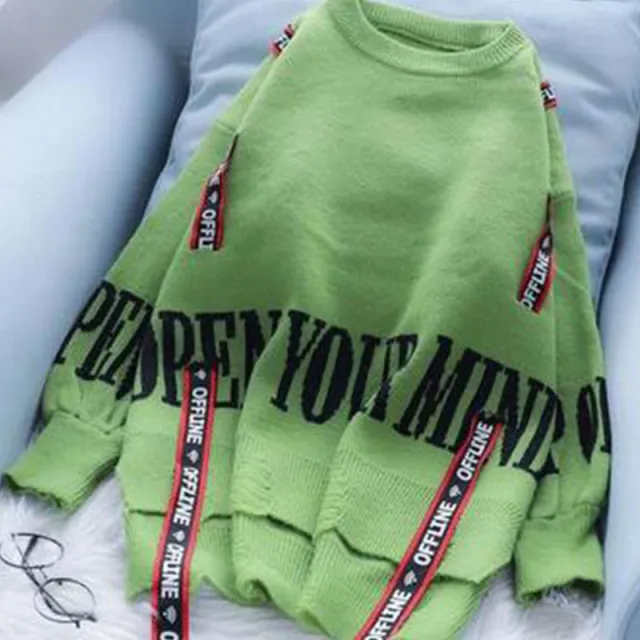Autumn And Winter Sweater Women's Loose Cool Outerwear Green - Shop at LoveMi