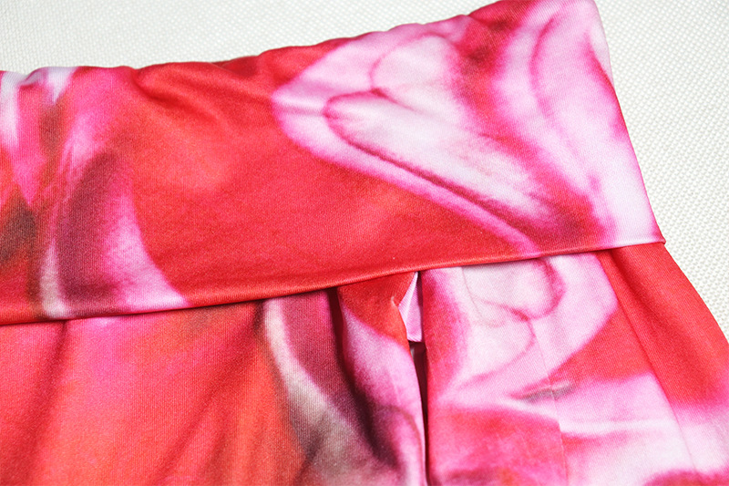 Printed Sexy Off-neck Bell Sleeve Skirt Two-piece Suit