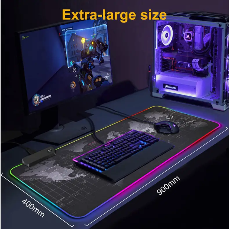 Luminous RGB Mouse Pad Colorful Game Large Size Thickened Non-slip