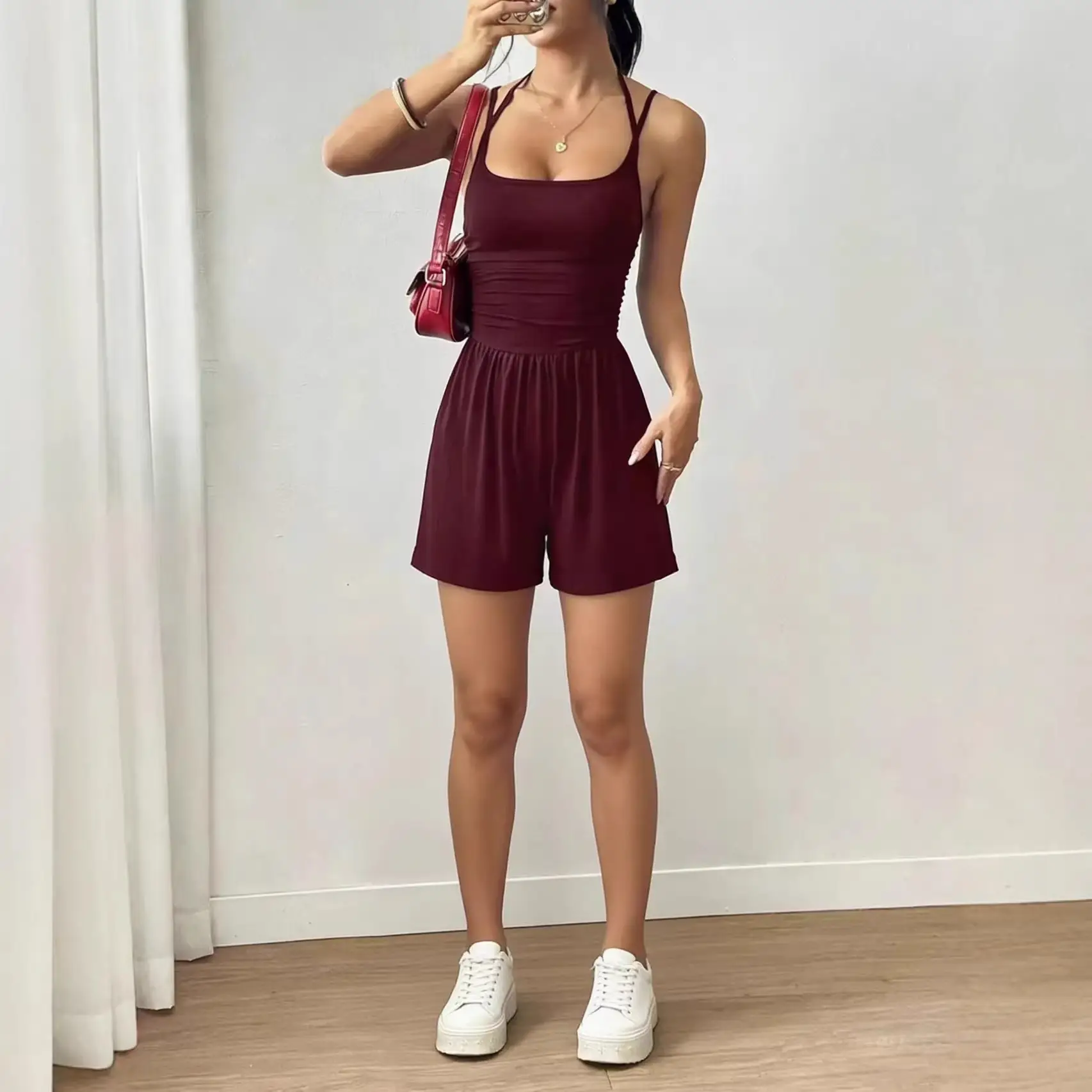 Sleeveless Strappy High-Waist Jumpsuit For Women
