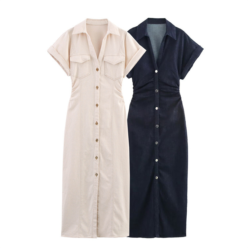 Womens Denim Midi Casual Dress
