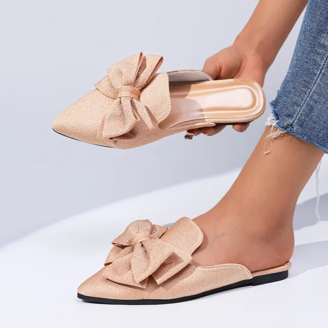 Plus Size Women's Trend Beach Slippers Sandals Bow Pink - Shop at LoveMi