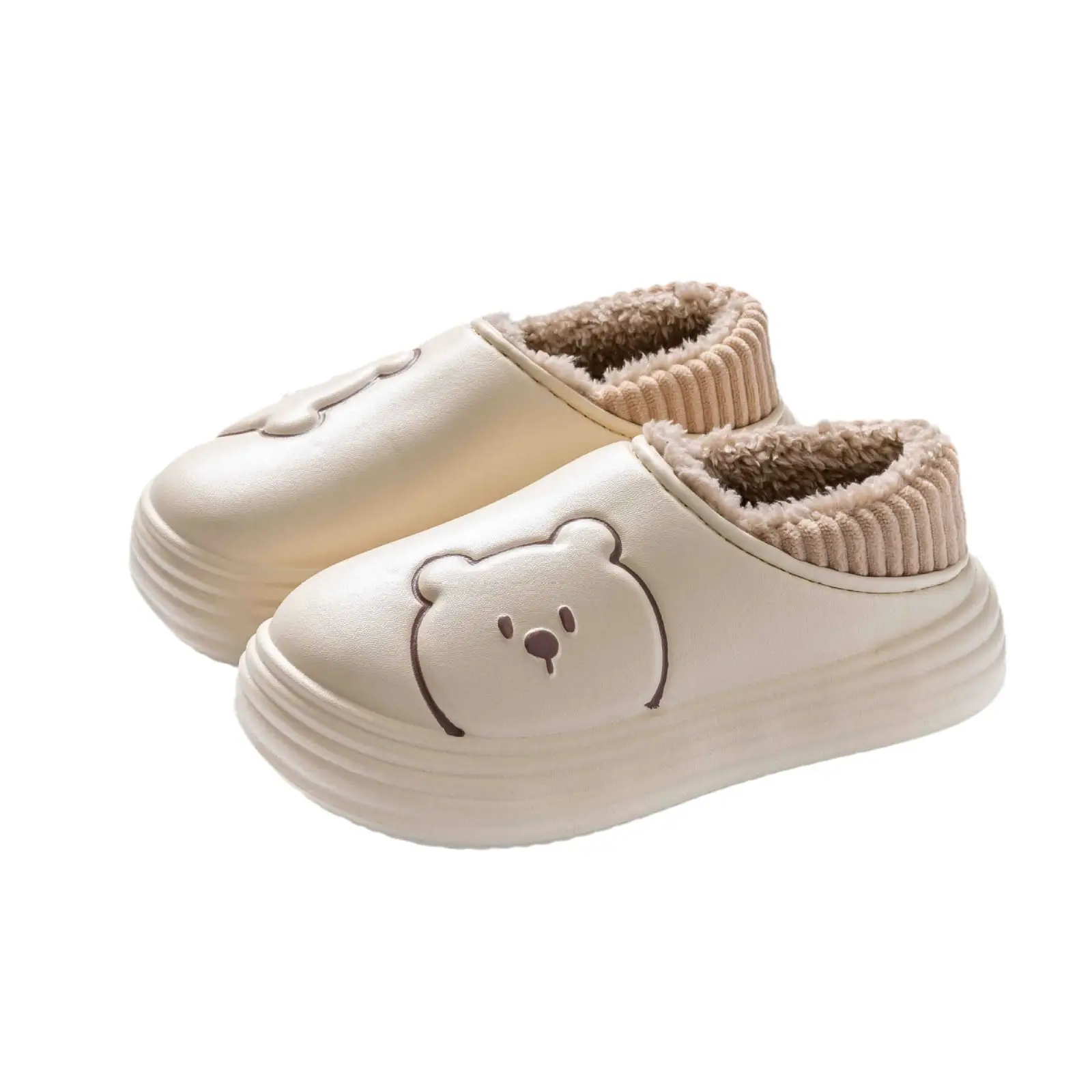 Outdoor Waterproof Cotton Slippers Women's Bag With Indoor Home Non-slip Fluffy Cotton Shoes