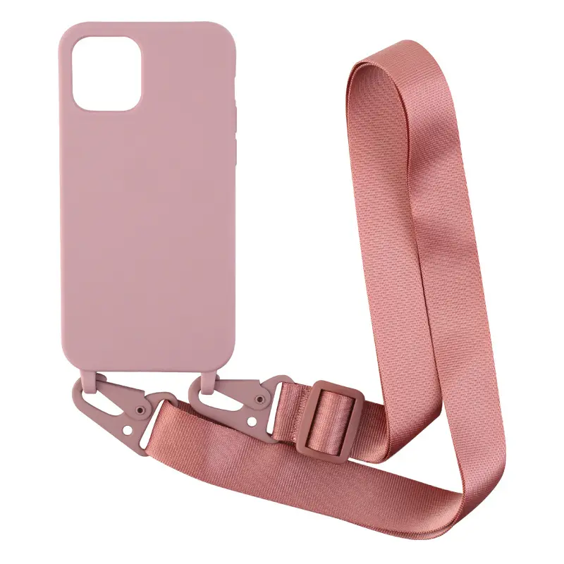 Personality Solid Color Lanyard Phone Case