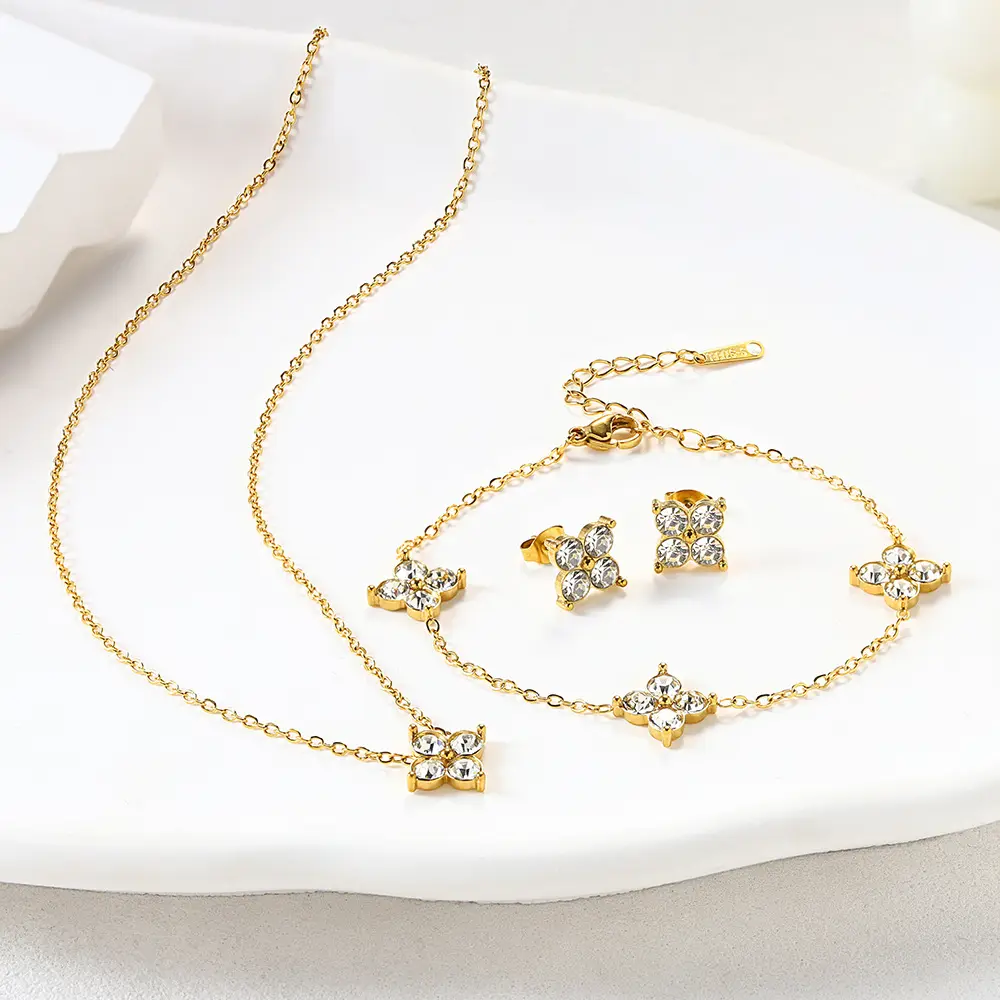 French Babys Breath Bracelet Necklace And Earrings