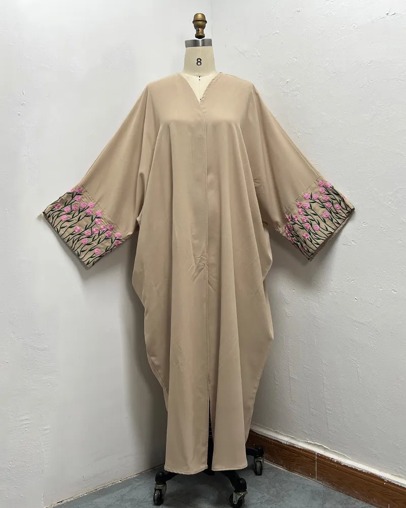 Middle East Dubai Women's Embroidery Embroidery Robe Fashion Outerwear - Khaki