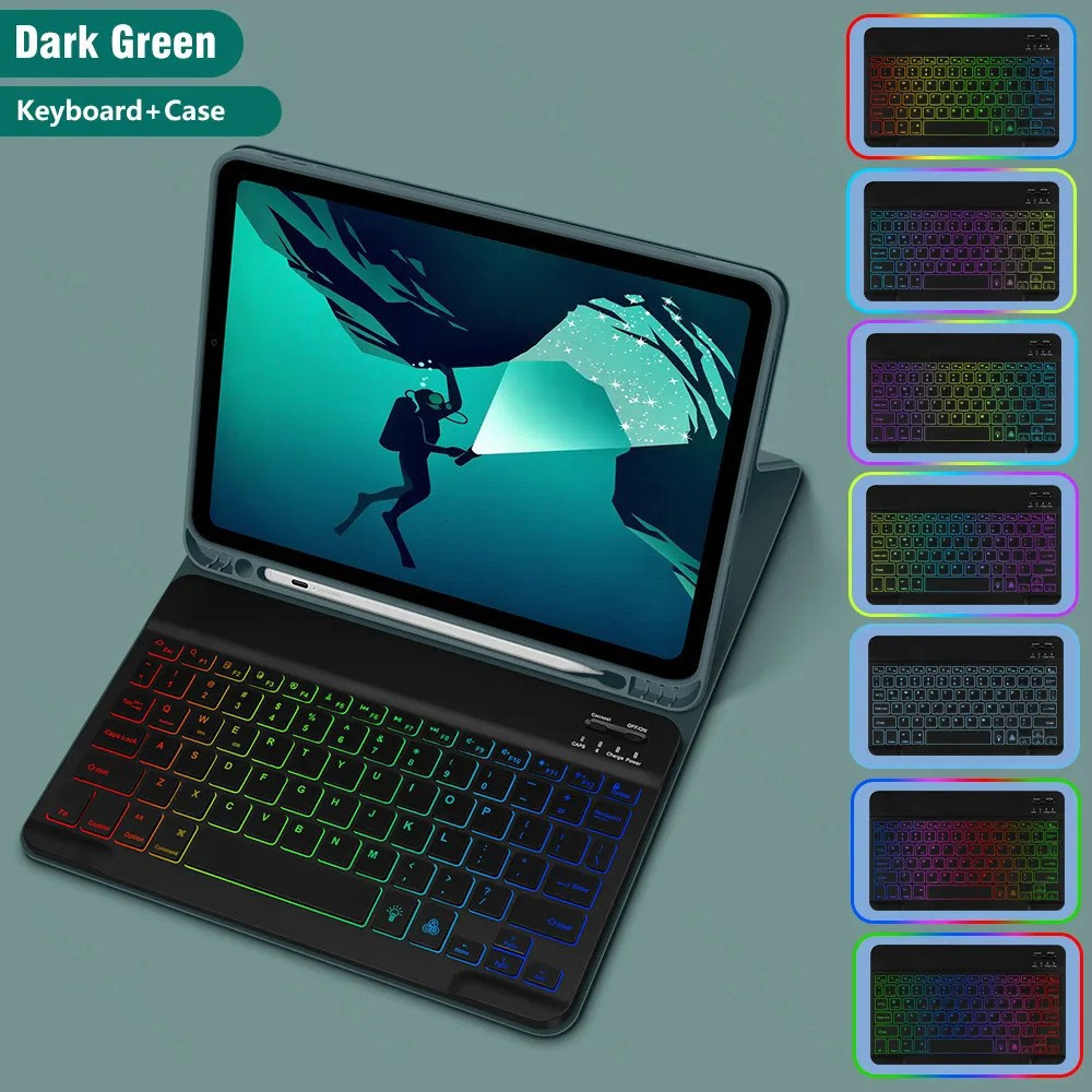 Ipad Protective Case Luminous Bluetooth Keyboard Leather Sheath - Image 3