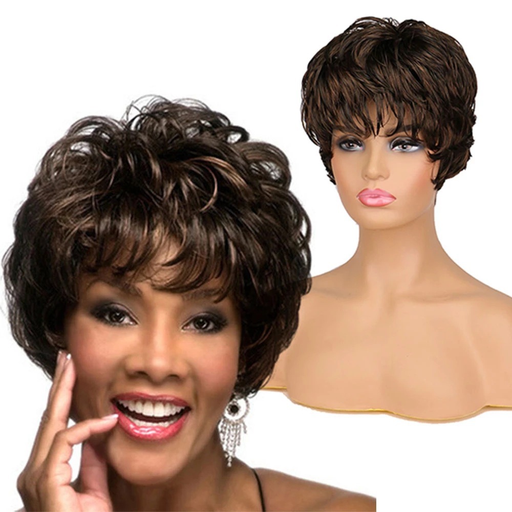 European And American-style Personalized Fluffy Short Curly Wig Cap