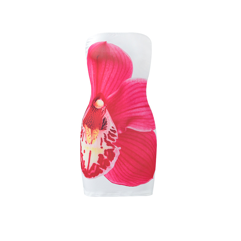 Floral print Figure hugging Midi Dress That Follows The Curves Of The Hips Red - Shop at LoveMi