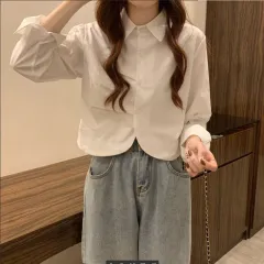 French White Shirt Women's Spring Design Sense Niche Shirt Temperament High Sense Chic Beautiful Short Long Sleeve Top - White - View 1