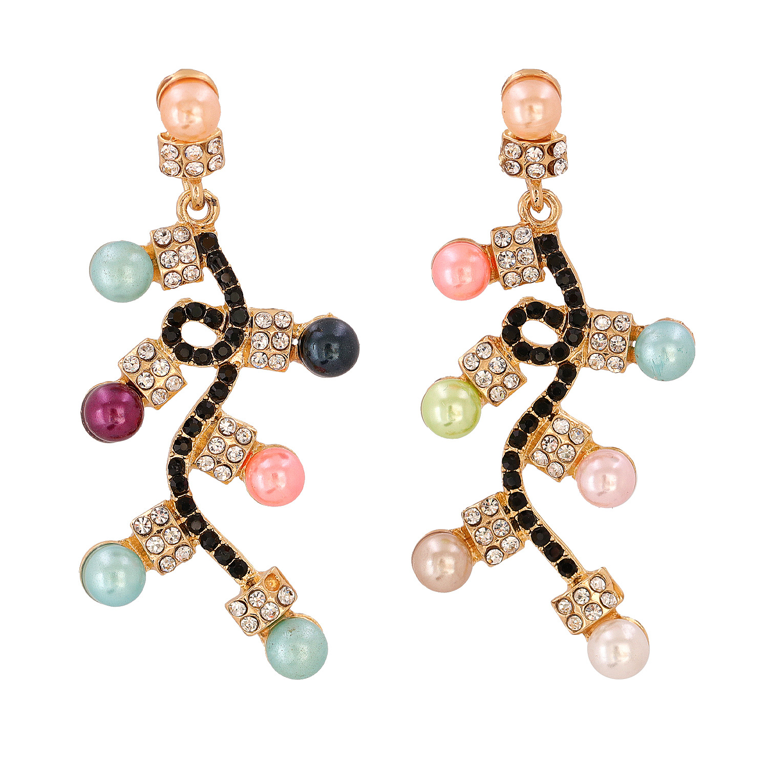 Creative Personality Geometry Grape Color Diamond Graceful European And American Earrings