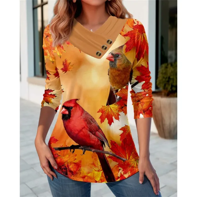 Casual 3D Printing V neck Long Sleeve Top Cxt06 - Shop at LoveMi