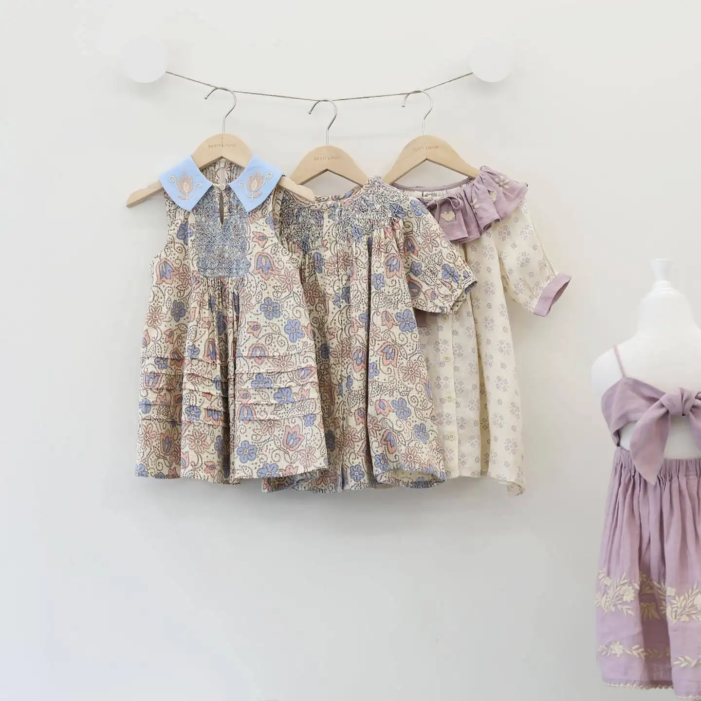 Summer Pastoral Style Girl Embroidered Smocking Princess Dress