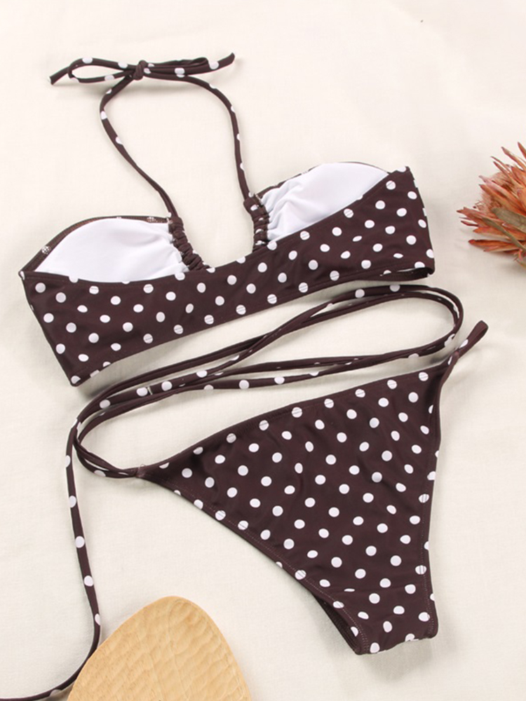 Title 5, Maiô liso feminino estilo bikini com faixa envo...