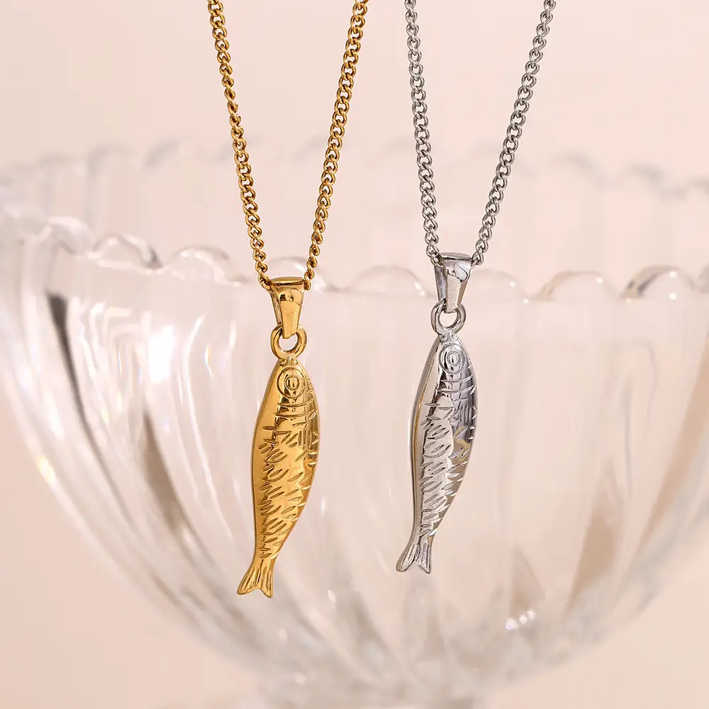 Creative Stainless Steel Gold-plated Salmon Pendant Necklace