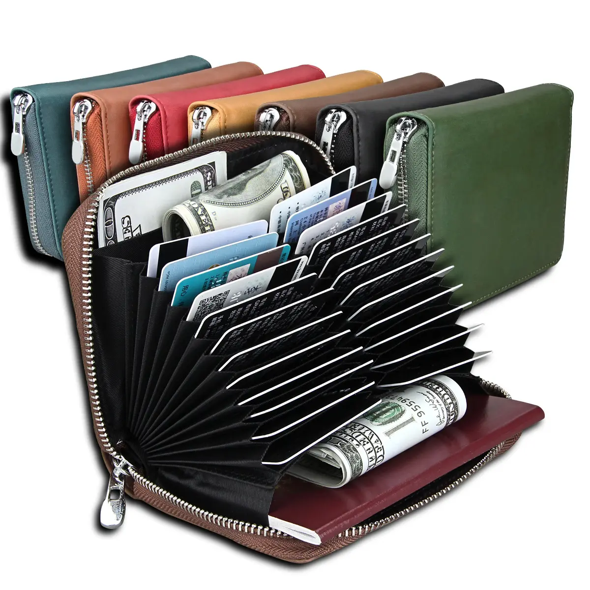 Expanding Card Holder Men's Passport Cowhide Multi-functional
