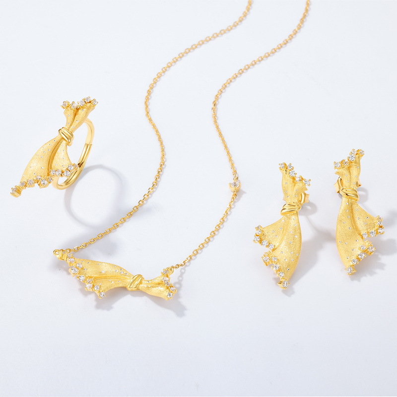 Clavicle Chain S925 Silver Nail Sand Brushed Gold-plated Necklace
