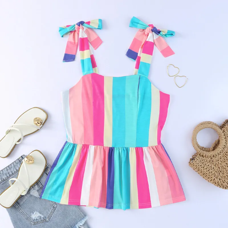 Rainbow Striped Vest Women's Knitting Pullover - Color
