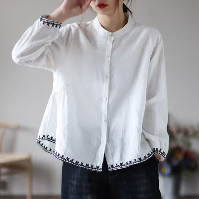 Vintage Embroidered Cardigan Loose Casual Top White - Shop at LoveMi