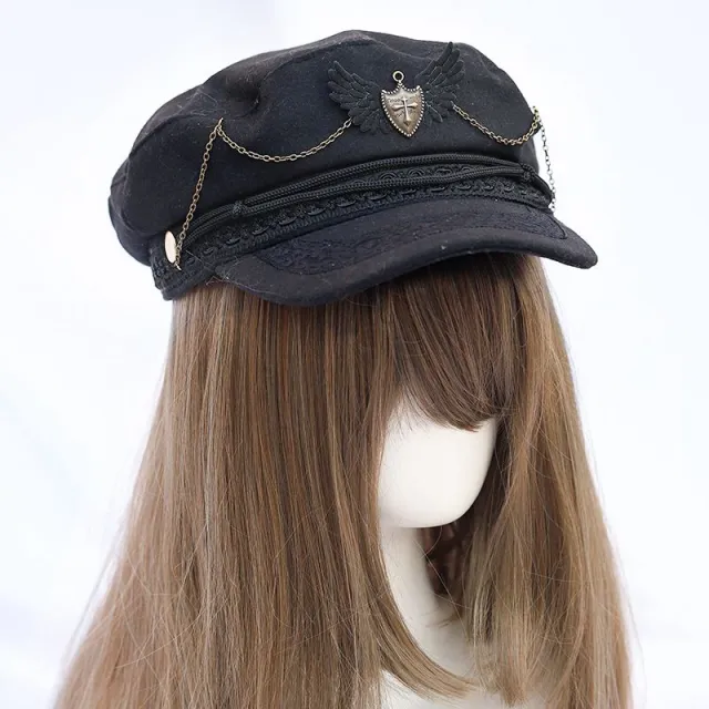 Autumn And Winter Berets Spring New Lolita Army Lolita Design Minority Simple Black Hat Female Spring Black - Shop at LoveMi
