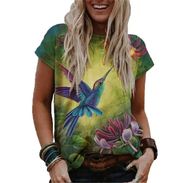 Internet Hot Women's Fashion Clothing Short Sleeve Casual Round Neck Vintage Printed T shirt 4Style 3Xl - Shop at LoveMi