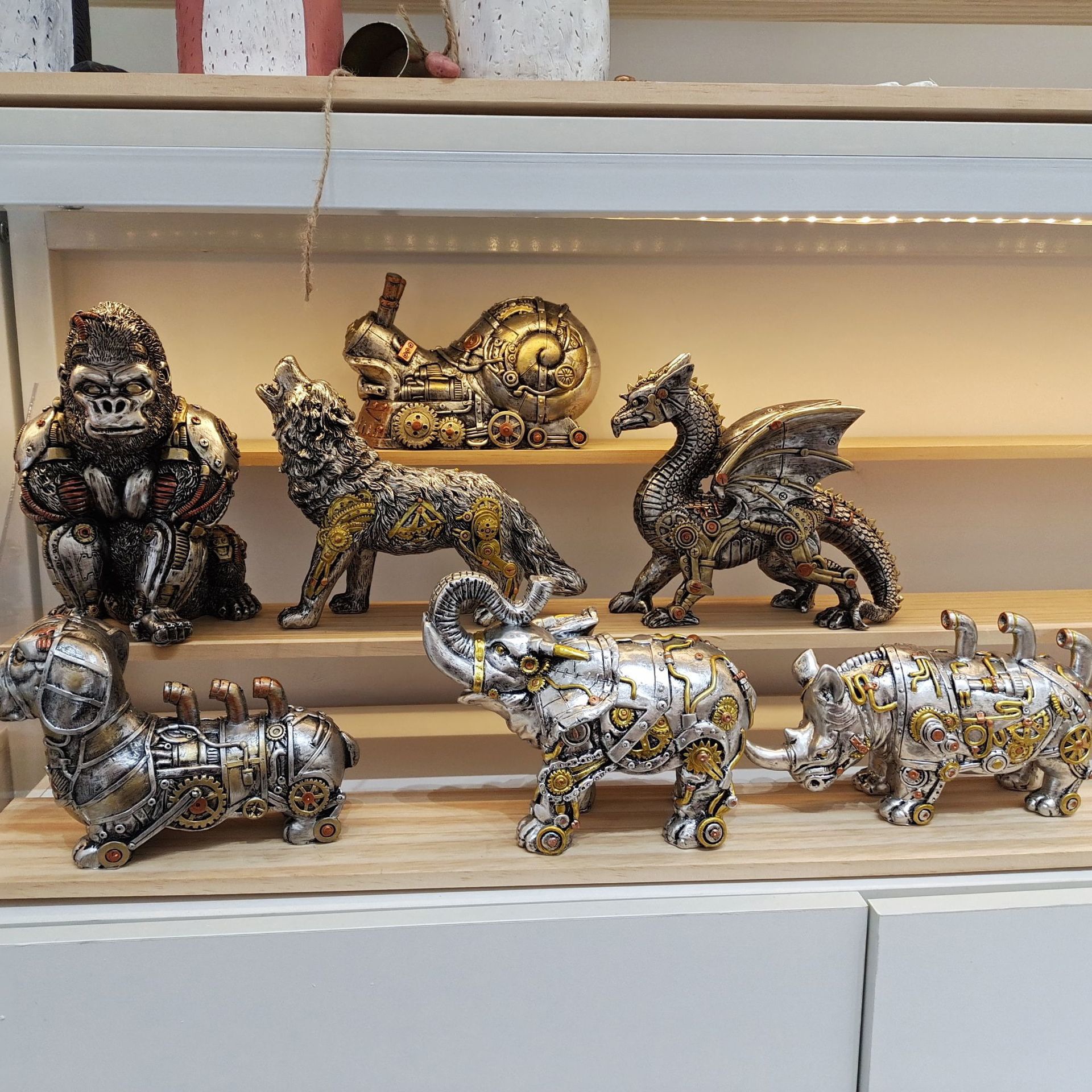 Title 2, Mechanical Punk Dog Resin Crafts Desktop Window...