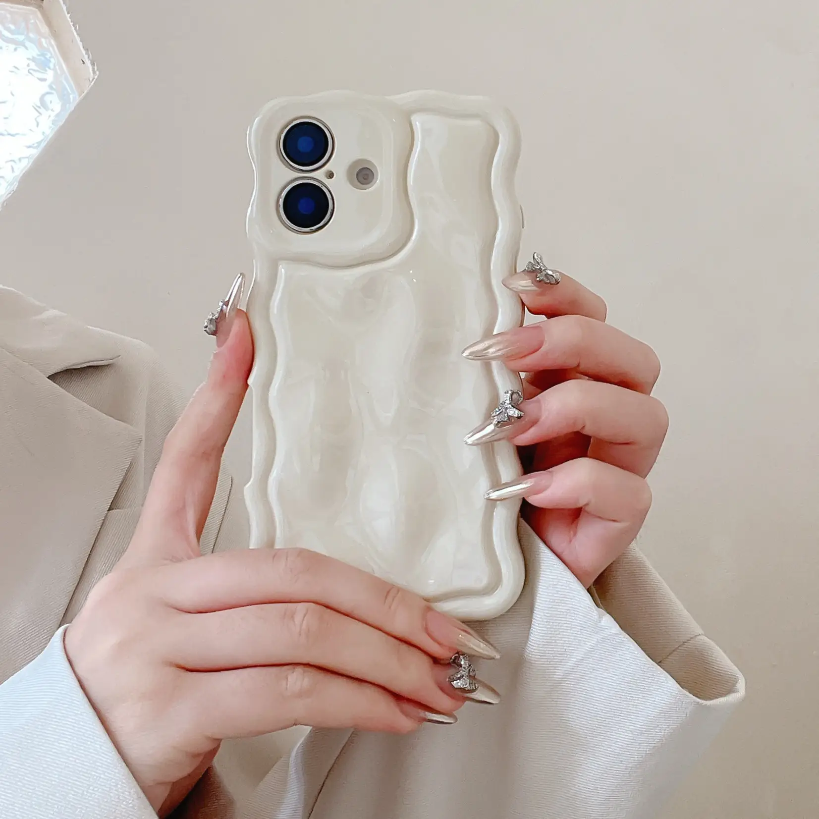 Ins Niche Water Ripple For 17pro Max Phone Case
