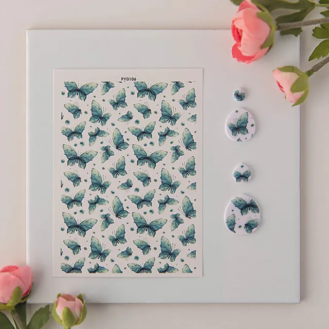 Colorful Butterfly Series Soft Ceramic Earrings Water Transfer Paper Py0106 - Shop at LoveMi