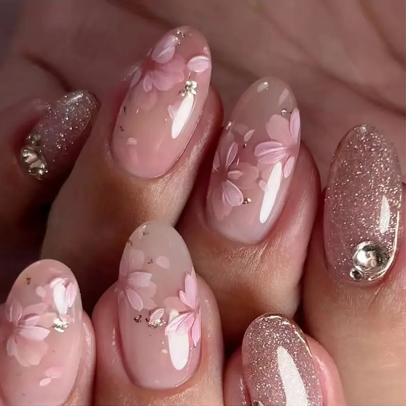 Short Oval Nail Polish Flower