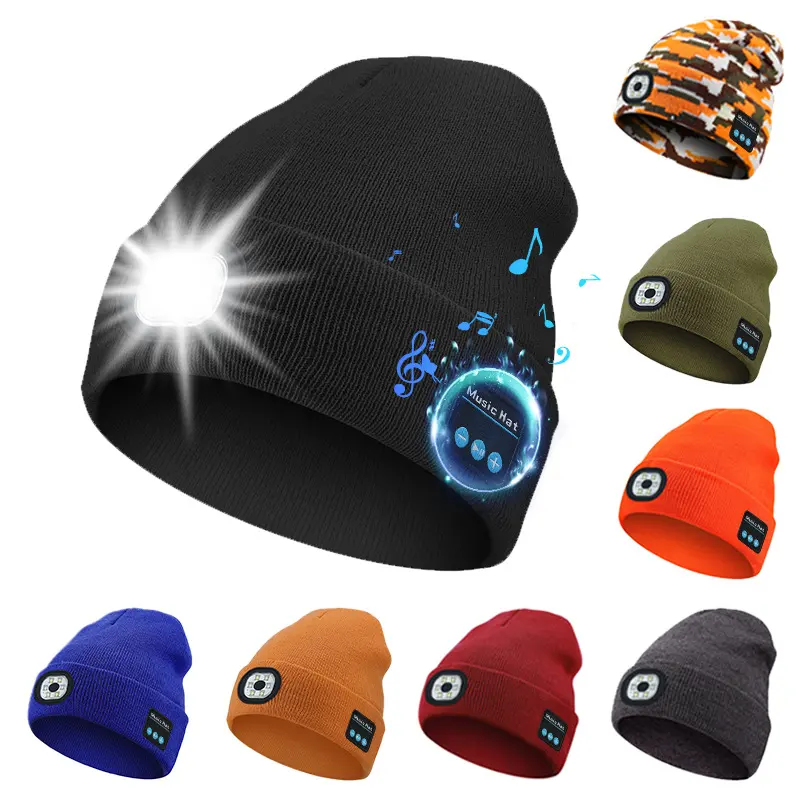 Removable and Washable Rechargeable LED Luminous Lighting Knitted Hat